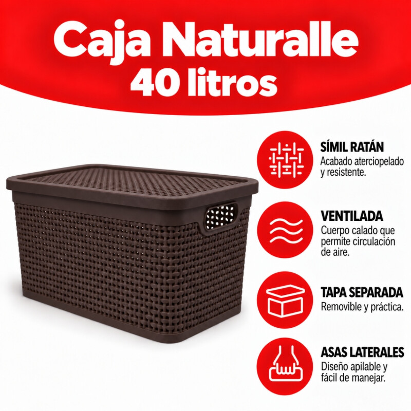 Set x2 Caja simil ratán 40 lts TABACO