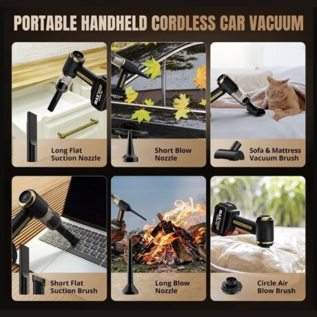 Aspiradora Inalámbrica Goldtech de Auto con Soplador Negro