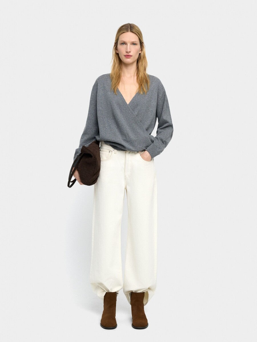 Jersey De Punto Cruzado gris