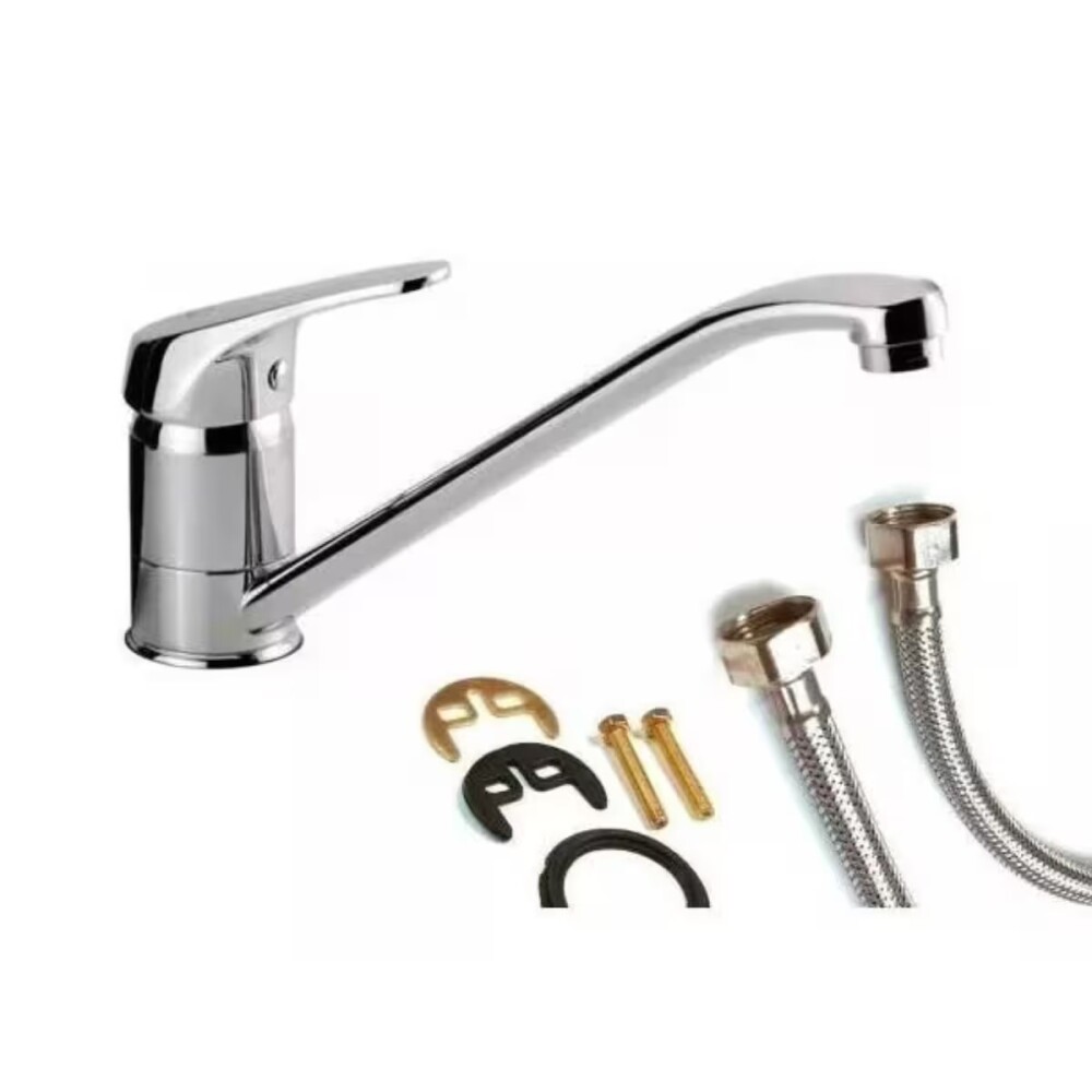 Grifería de cocina Monocomando de mesada Valencia Gris Brillante Grifería De Cocina Monocomando De Mesada Valencia Gris Brillante