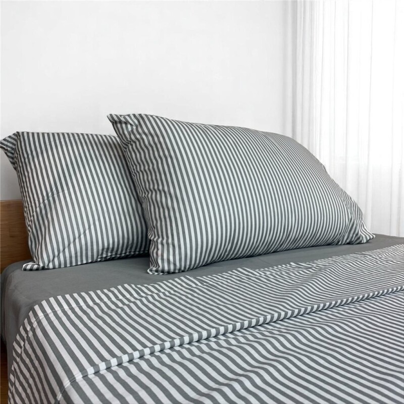 JUEGO DE SABANAS ALGODON 180H FULL 140x190+30CM RAYAS GRIS CANNON JUEGO DE SABANAS ALGODON 180H FULL 140x190+30CM RAYAS GRIS CANNON