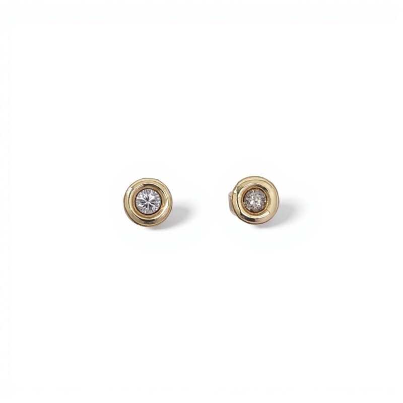 Caravanas Punto de luz-Plata y oro-Zirconia-CA5086 conpiedra