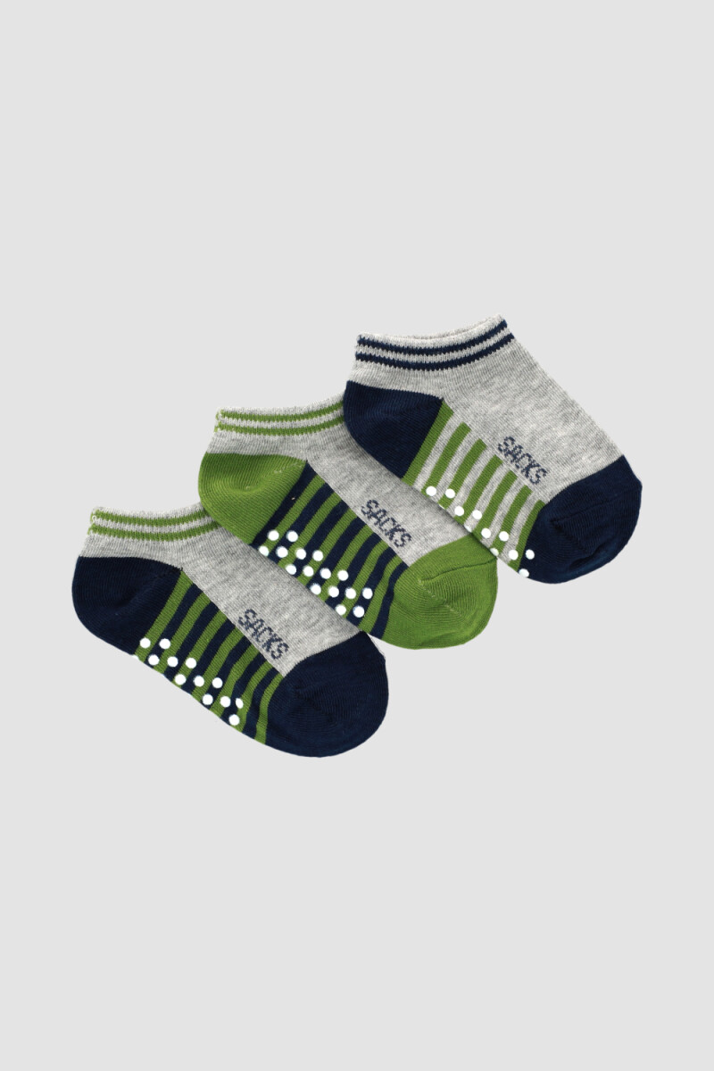 Pack x3 medias cortas con diseño y antideslizante - Variante 39 
