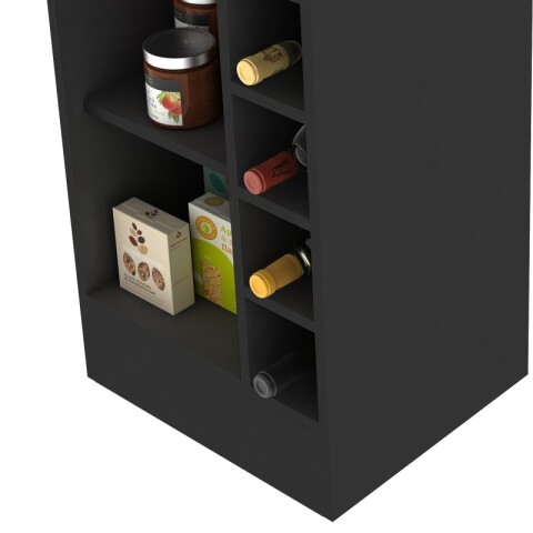 Mueble Barra Desayunador con Estantería y Vinera - MDP Grafito