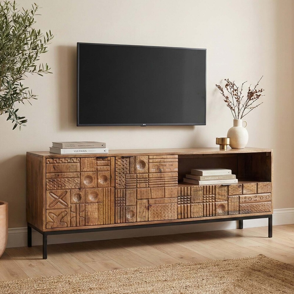 RACK PARA TV MADERA-DE-MANGO MARRON KANPUR CASTAÑO