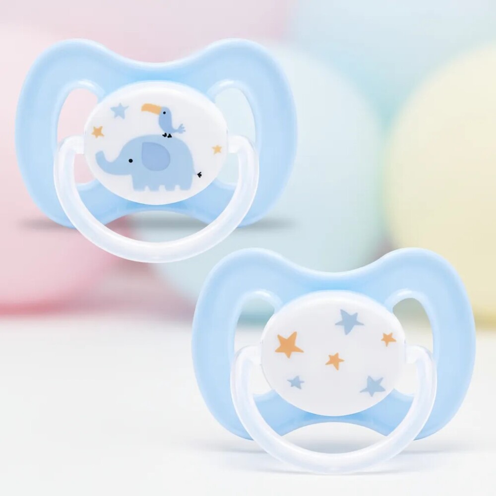 Set x2 chupetes BUBA fisiologico 0-6 meses elefante celeste