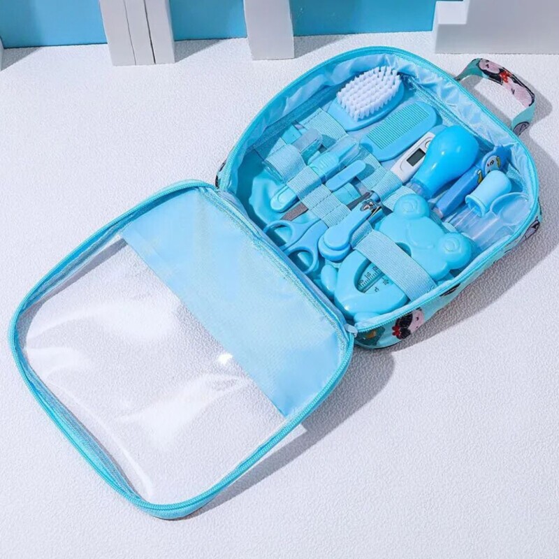 Set Higiene Bebé Cuidado Salud Kit 14 Piezas Completo Color Celeste
