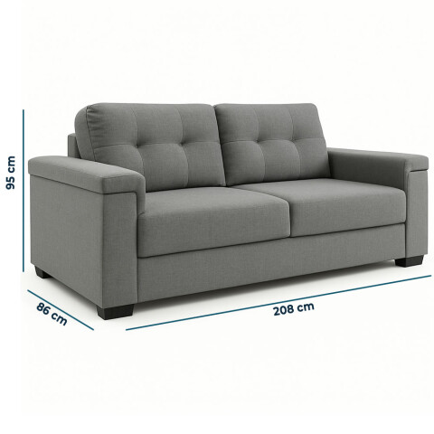Sofá Sillón Amsterdam 3 Cuerpos Cobertura en Lino - Gris Sofá Sillón Amsterdam 3 Cuerpos Cobertura en Lino - Gris
