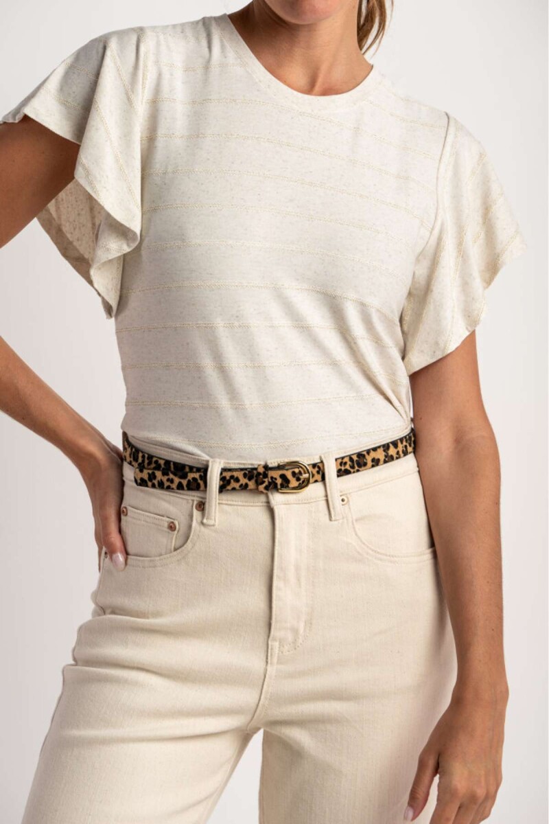 Remera Manga Volado - Beige Melange 