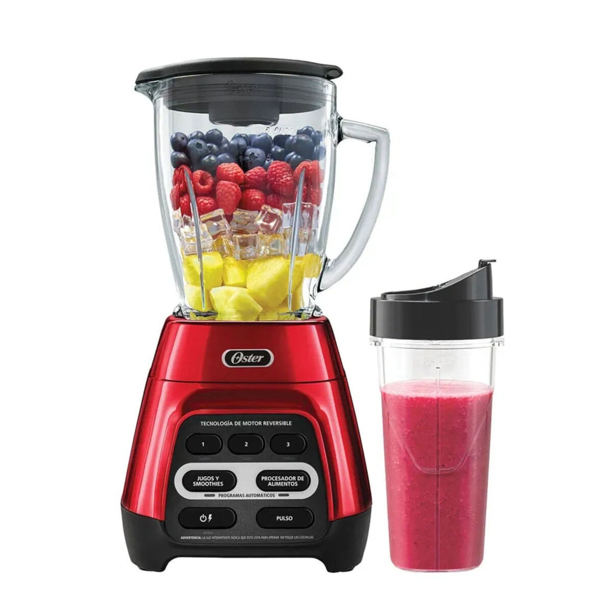 Licuadora Oster BLSTPYG1310RBG-053-2 + Vaso Blend-N-Go portátil Rojo 