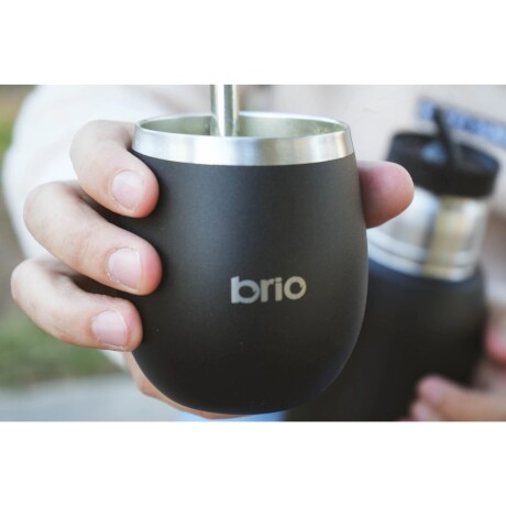 Mate Brio de Acero Inoxidable con Tapa NEGRO
