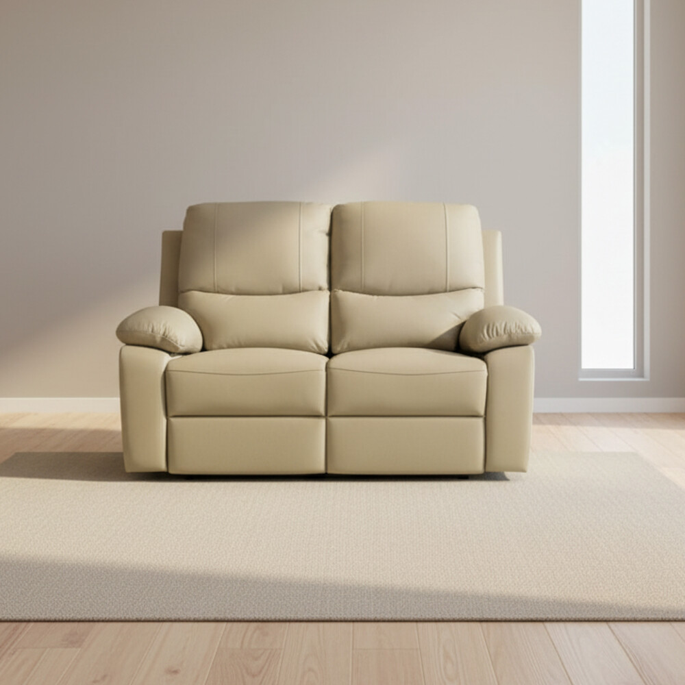 RECLINER MANUAL 2 CUERPOS CUERO-Y-SIMIL-CUERO MARRON LINA TAUPE