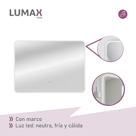 Espejo Horizontal Lumax Suleban c/marco y luz 120x70cm Blanco