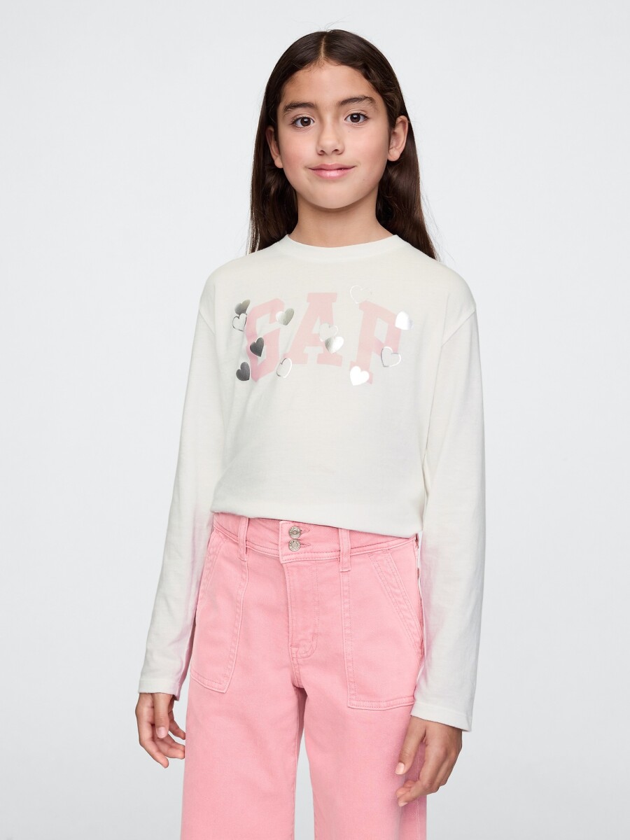 Remera Logo Gap Manga Larga Niña - New Off White 