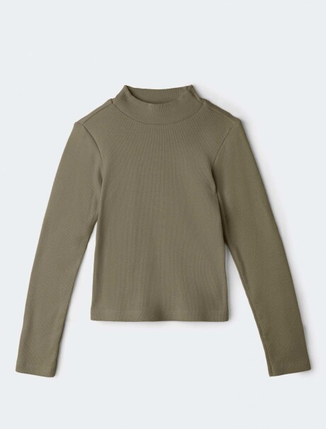 POLERA INFANTIL DE TELA ACANALADA VERDE