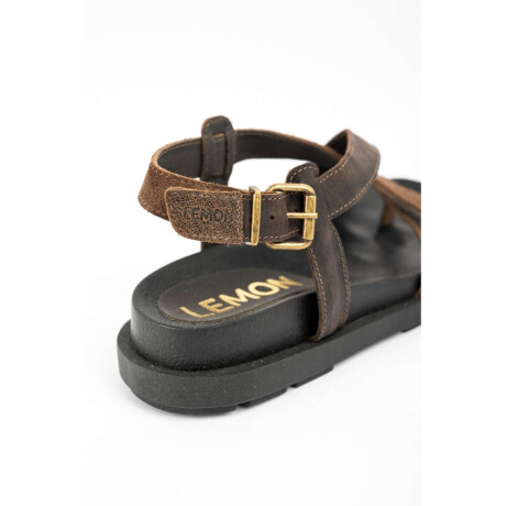 Sandalias De Cuero Tiras Cruzadas Chocolate