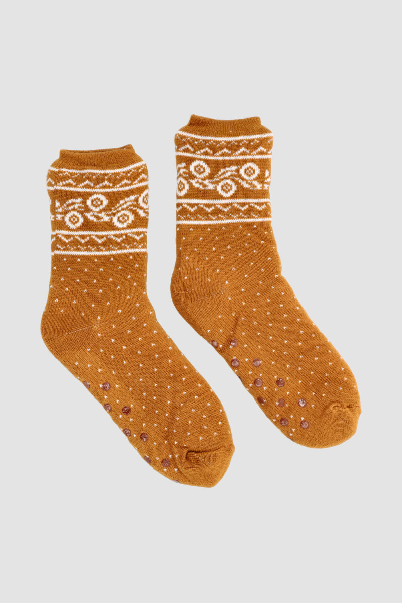 Medias ultra abrigo forradas con abs - Mostaza 