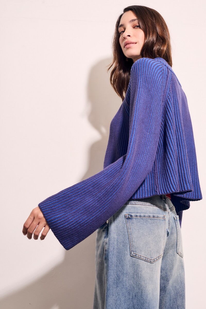 Sweater Algodón Cierre Azul