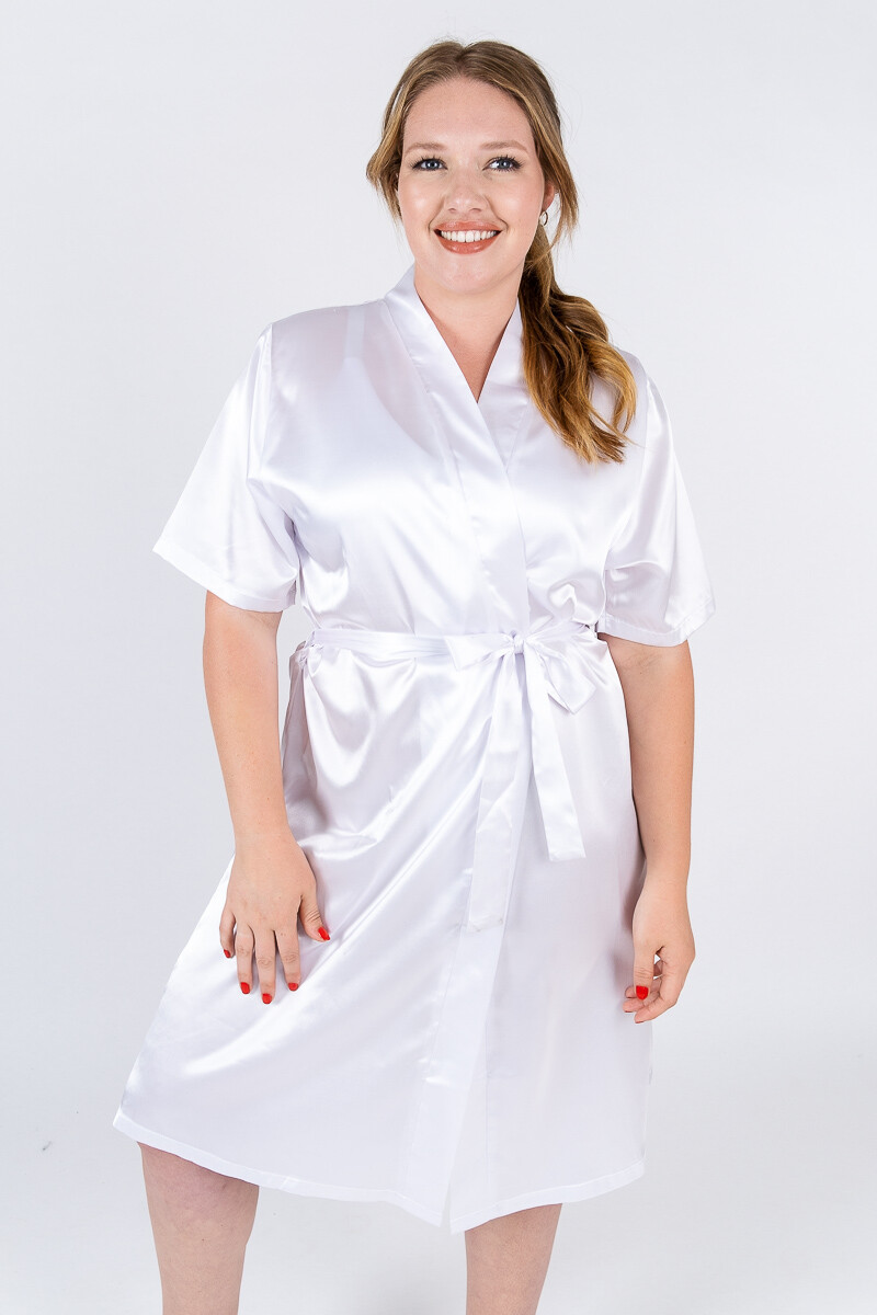 BATA DE SEDA MANGA CORTA - BLANCO 