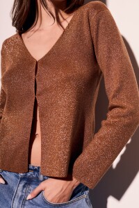 Cardigan Lurex Camel