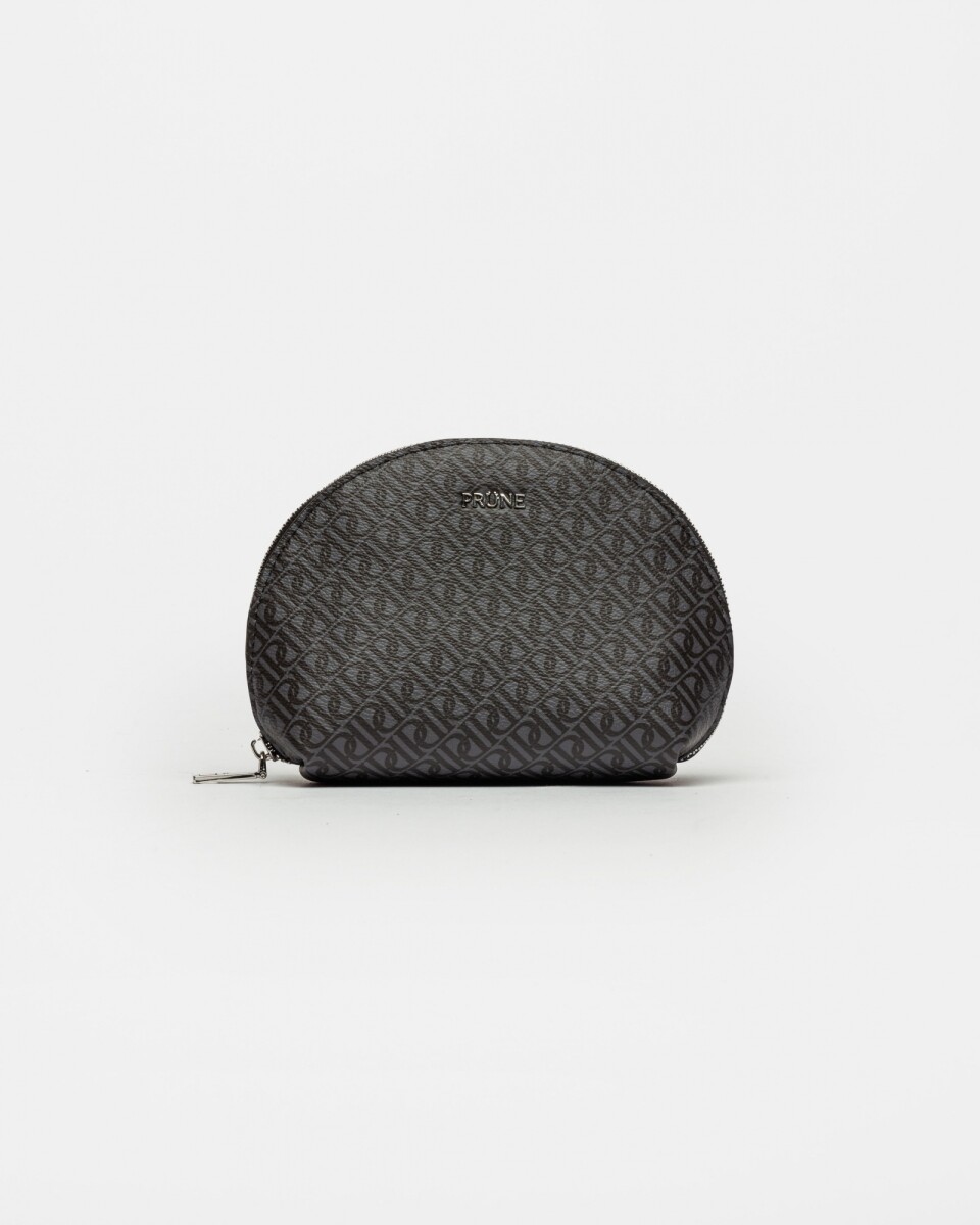 Porta Cosméticos Monogram En Efecto Cuero Estampado - Negro 