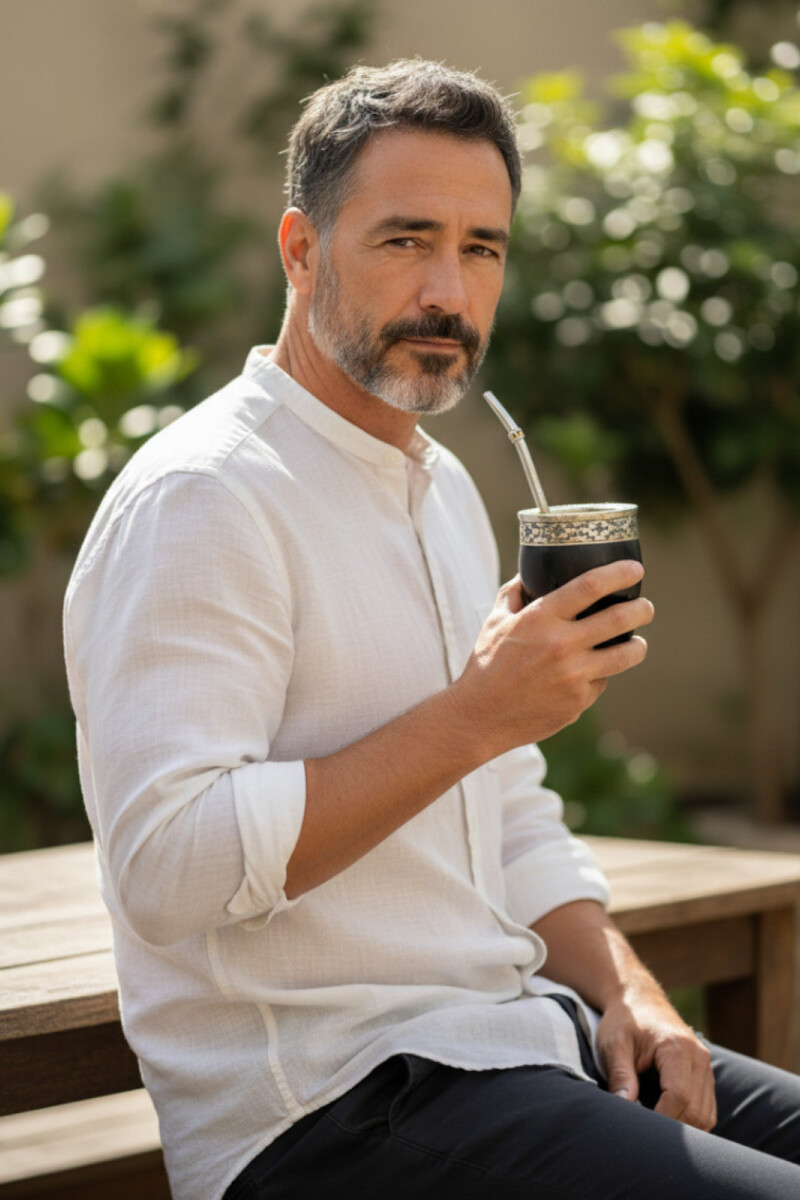 kit Mate imperial + bombilla de alpaca Negro cincelado