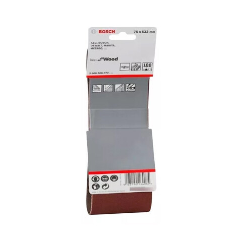 3 Lijas de banda p/madera grano 100 75x533mm Bosch BS4438