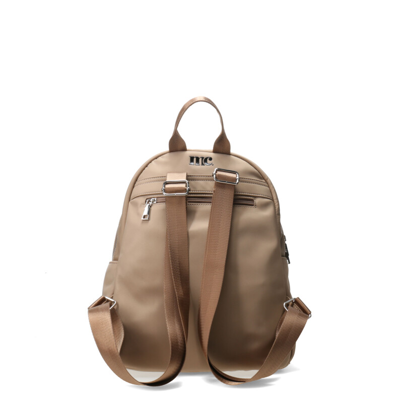 Mochila Miss Carol Tevi Con Cierre Adelante Beige