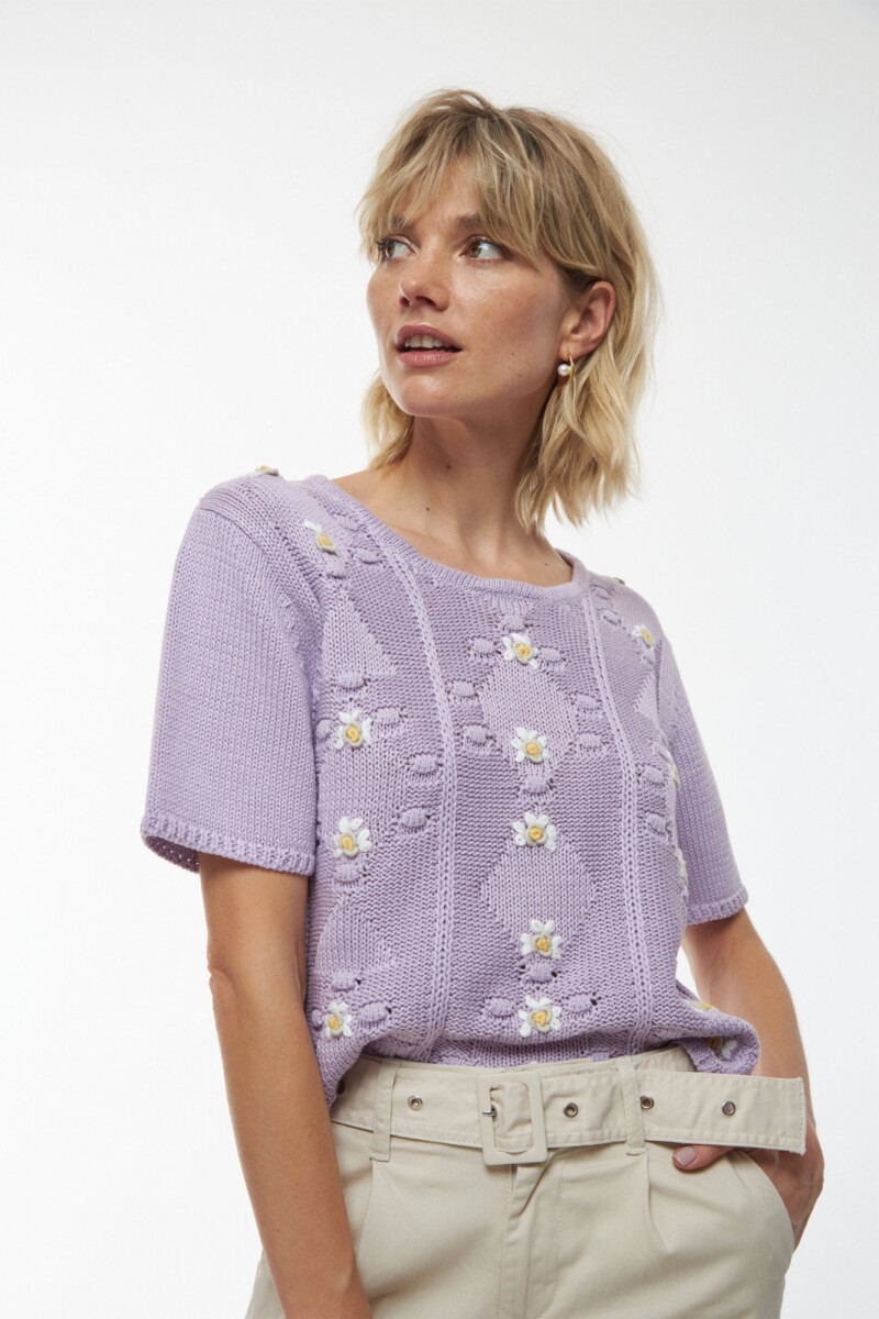 Sweater bordado lila
