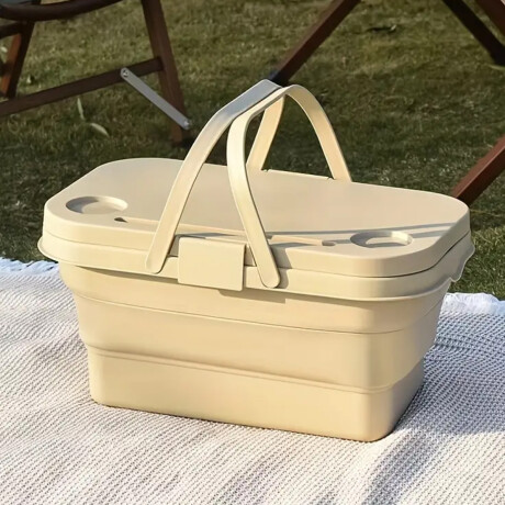 Cesta Canasta Plegable Para Picnic Beige