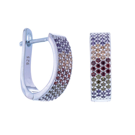 Par de aros de plata rodinada con circonias. Par de aros de plata rodinada con circonias.