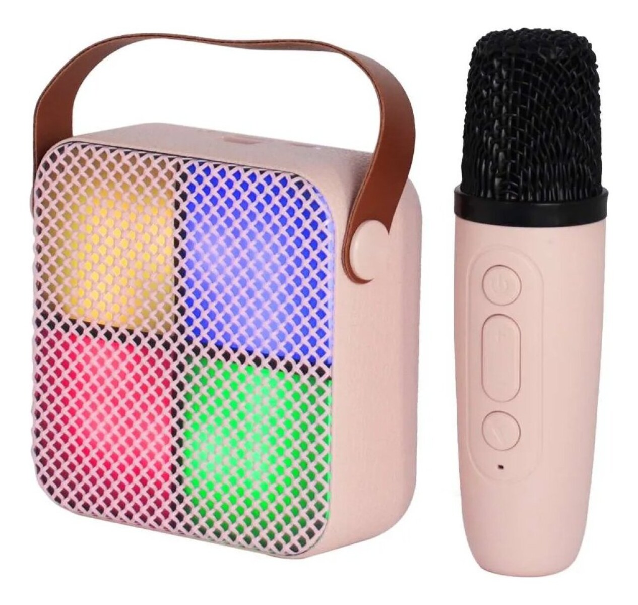 Parlante Bluetooth Karaoke Con Micrófono Y Luces Portatil Ax - Variante Color Rosa 