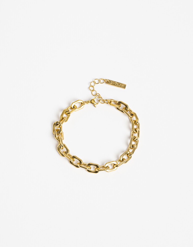 Pulseras Flexibles Metal Pulsera De Eslabones Bold Acero - Dorado
