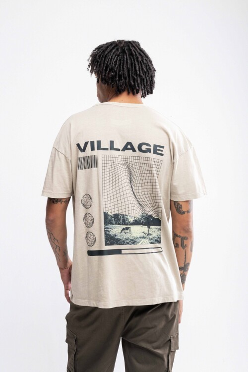 Remera oversize estampada Reus Beige