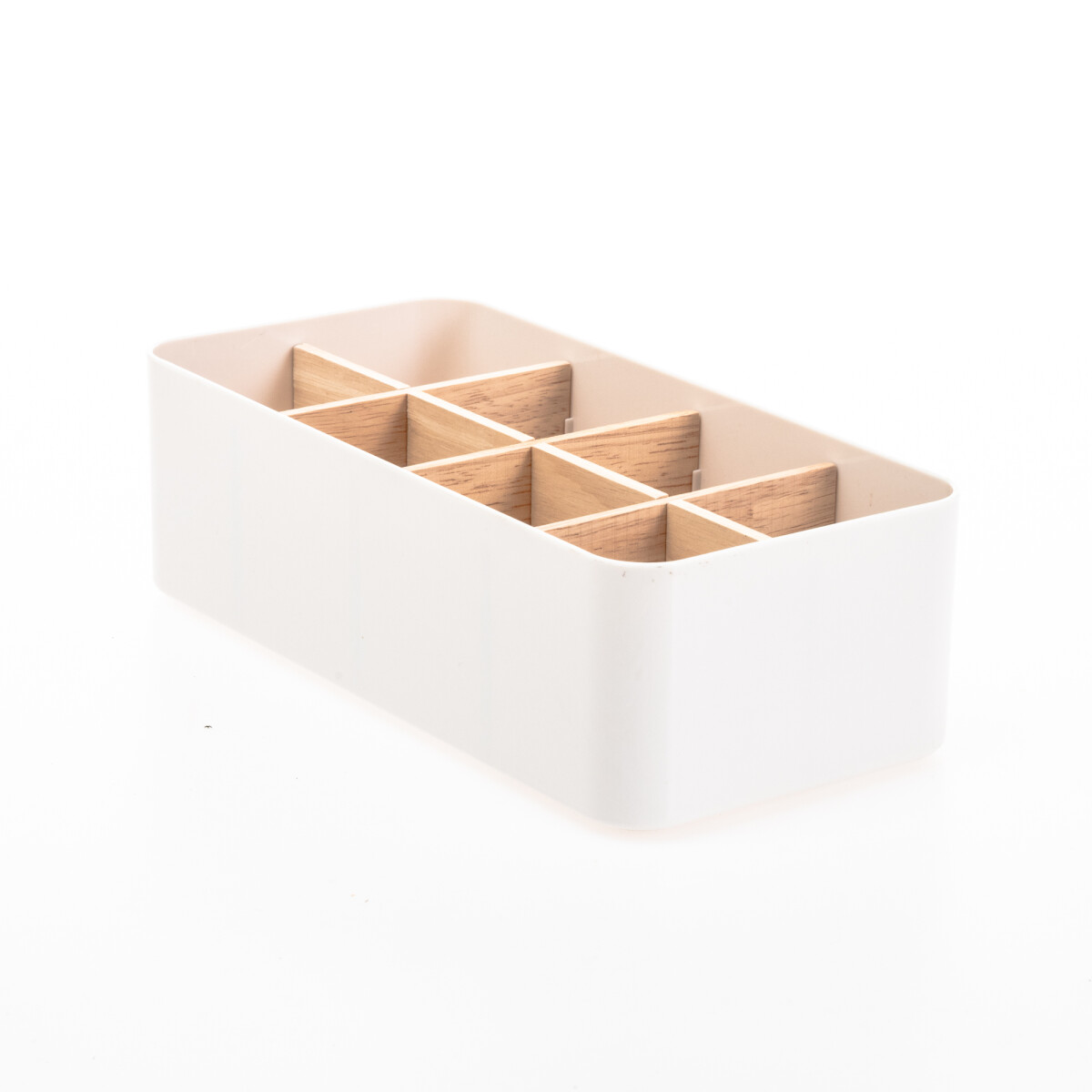 ORGANIZADOR DE ESCRITORIO - PLASTICO BLANCO 8 COMPARTIMIENTOS 