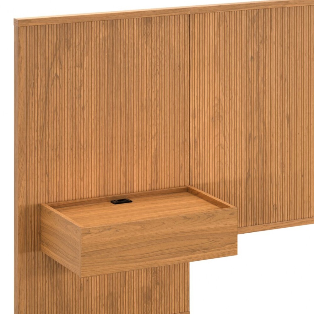 Respaldo King continuo con mesa de luz Marrón