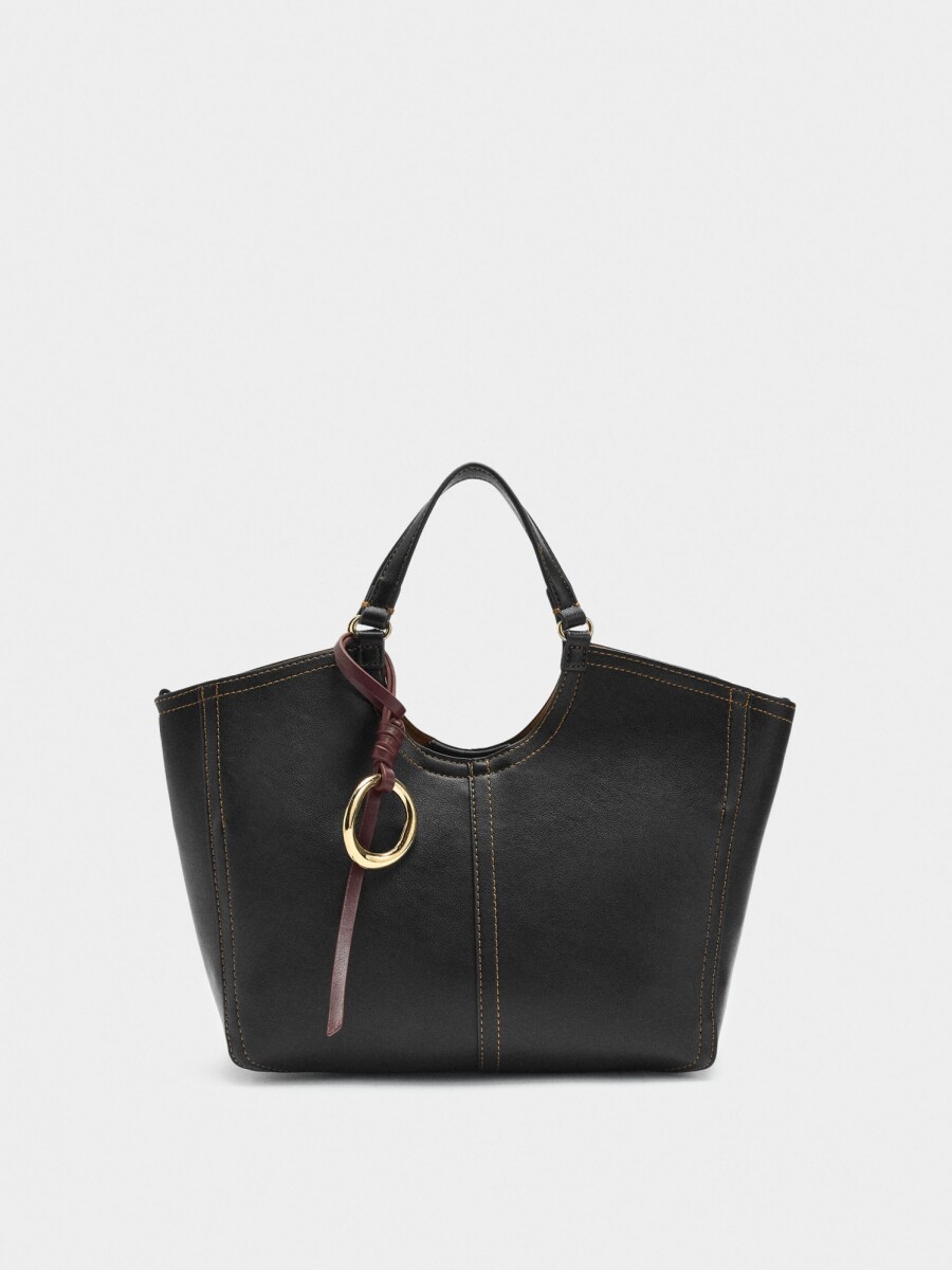 Bolso Tote Liso Con Cierre De Cremallera negro