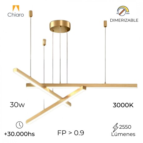 Colgante Led lineal 3 barras 30W Dimerizable DORADA