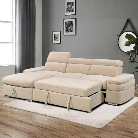 Rinconera cama Nikos - Tela Microfibra - Chaise izquierdo City 102 (Beige)