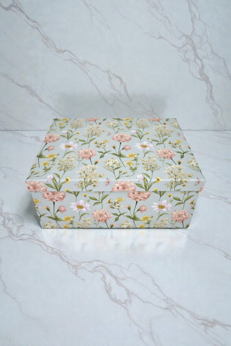 Caja rigida - flores - 21,5 x 28,5 x 12,5 