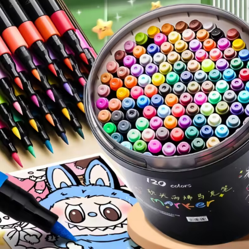 Marcadores En Balde Set De 120 Colores Estuche Redondo Marcadores En Balde Set De 120 Colores Estuche Redondo