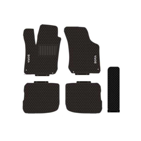 Alfombra Vw Bora 2012+ Color Negro Logo Gris