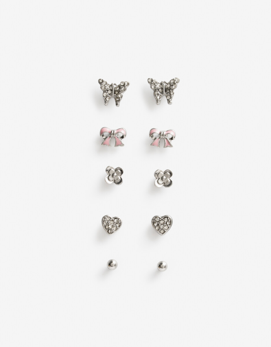 Set De Aros Pasantes Plateado 