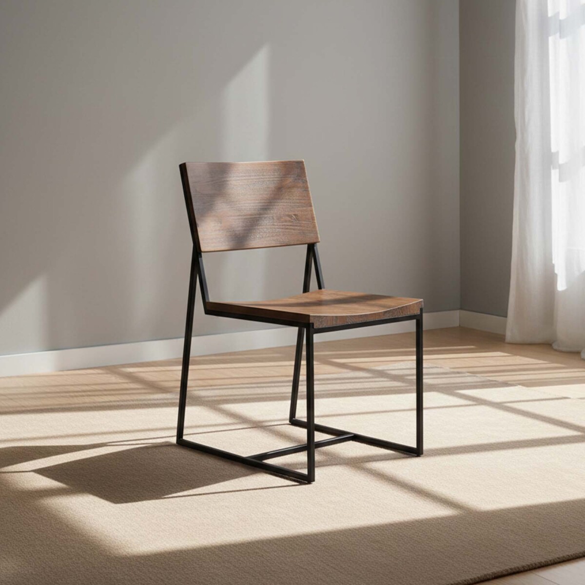 SILLA DE COMEDOR - MADERA-Y-METAL MARRON YORK 