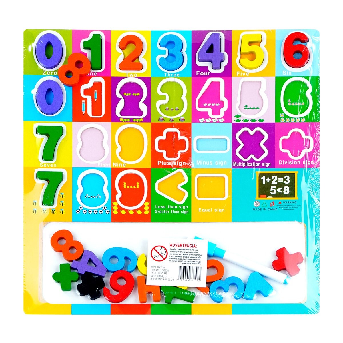 Puzzle de madera numeros con pizarra 