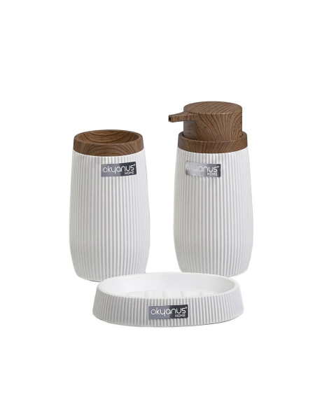 SET 3PCS BAÑO PP Y MADERA BLANCO SET 3PCS BAÑO PP Y MADERA BLANCO
