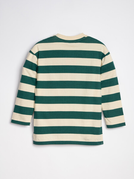 Remera Manga larga Rayado Verde Y Beige