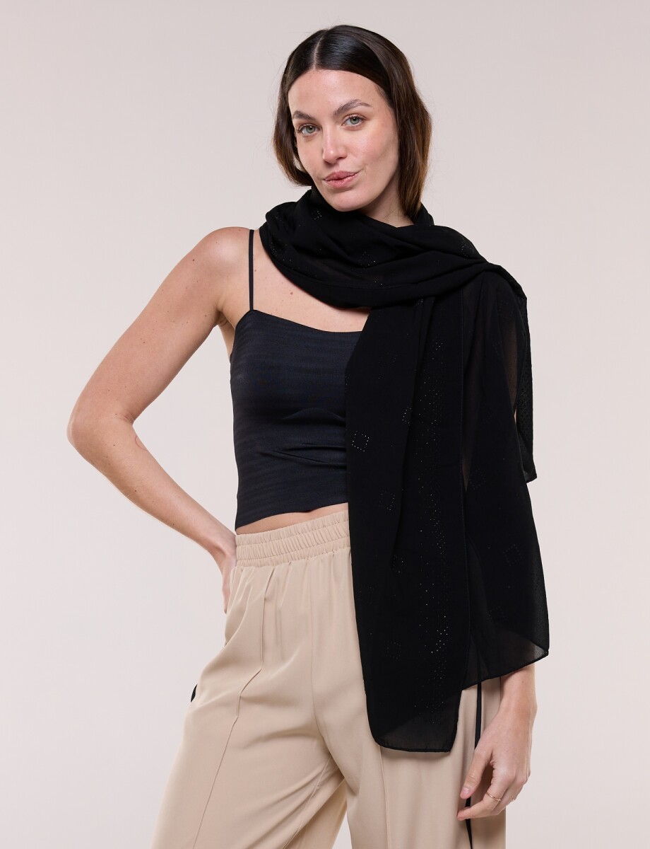 Pashmina Noche Con Apliques De Strass - Negro 