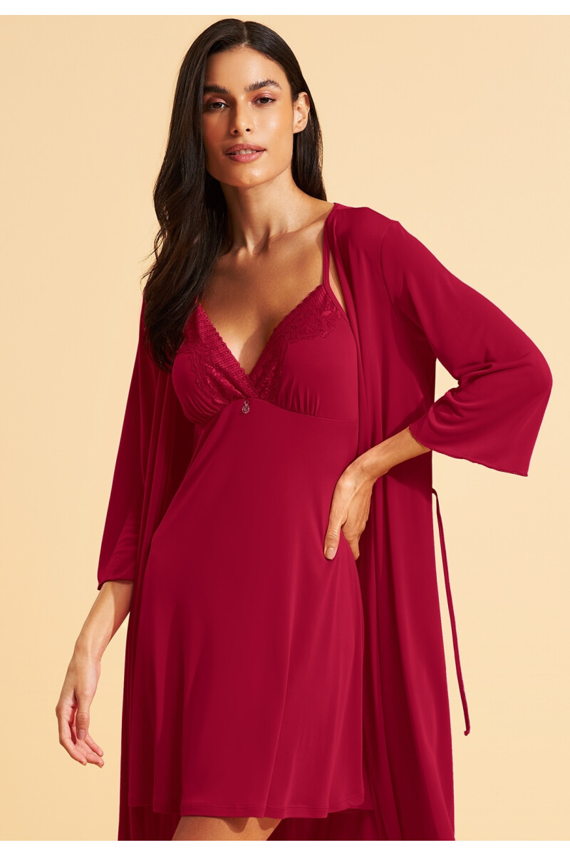 SOLERA CON PUNTILLA EN ESCOTE ROJO ROMANCE - 2377