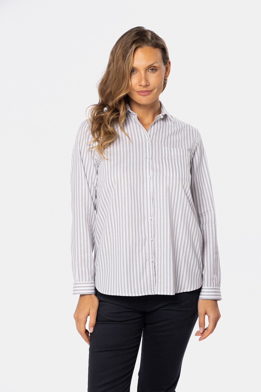 CAMISA HOLGADA RAYADA Gris